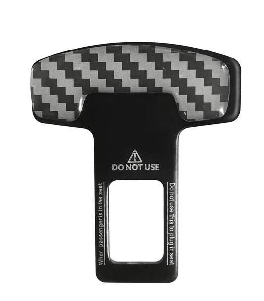 Carbon Fiber Seat Belt Clip Black - Pair - Car Safety Belt Buckle Alarm Canceler Stopper