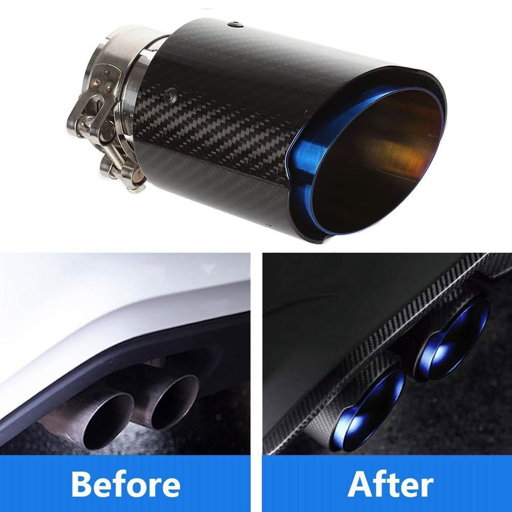 Carbon Fiber LED Exhaust Tip Muffler Pipe – Red Glow, Sporty - Durable Design