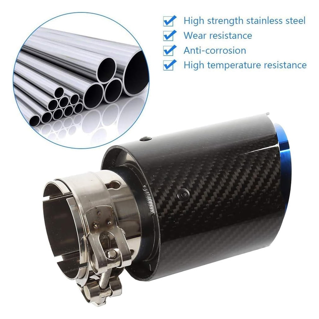 Carbon Fiber LED Exhaust Tip Muffler Pipe – Red Glow, Sporty - Durable Design