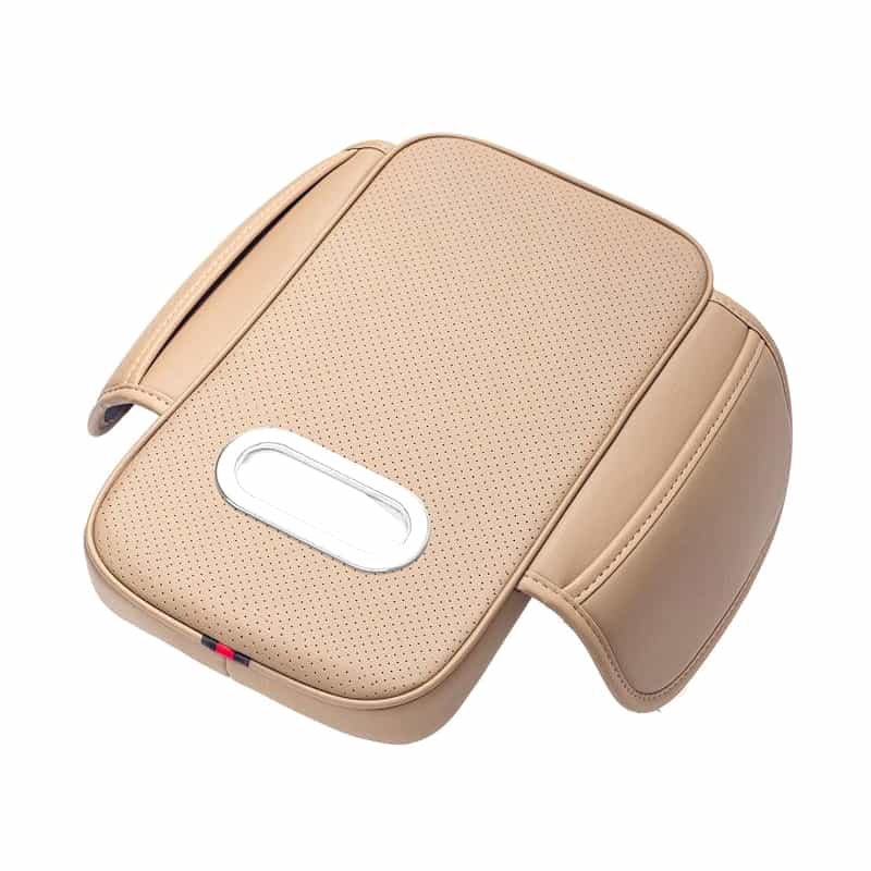 Car Center Console Armrest Cushion with Tissue Box Holder Beige